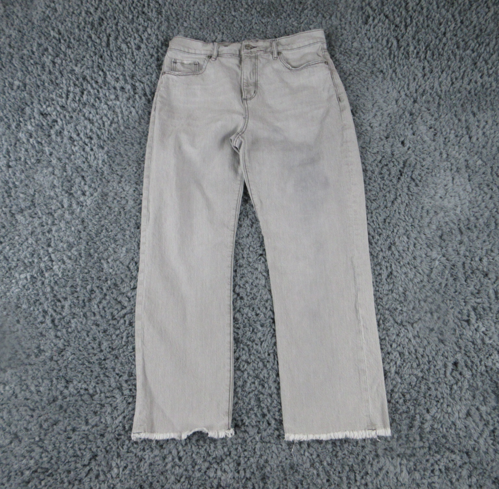 Made and Loved LOFT Jeans Women ' 30 Gray Straight Crop Fringe 30x25*
